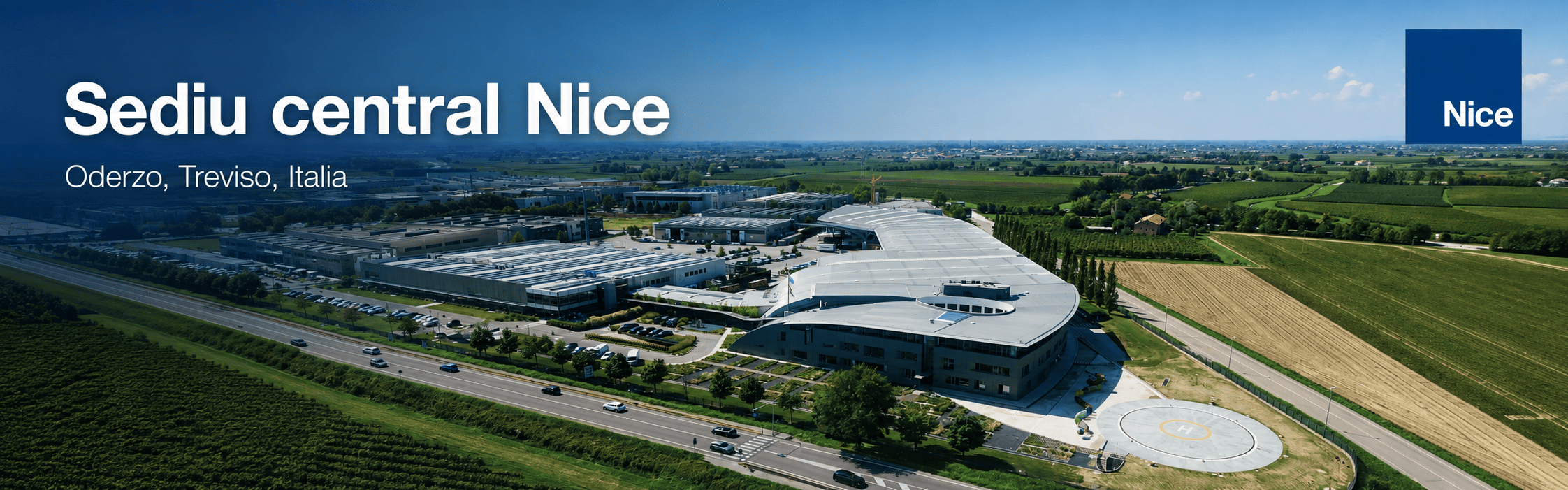 Sediul central Nice din Oderzo, provincia Treviso, Italia, văzut din aer