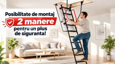 Scara de pod cu doua manere de sustinere pentru mai multa siguranta